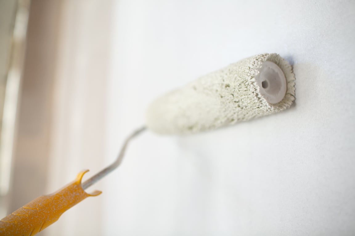 White Paint Roller on Wall